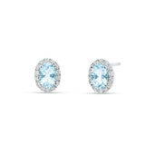 Pendientes de Colgar con Aguamarinas Talla Oval 0,84 cts y Diamantes en Oro Blanco 18K