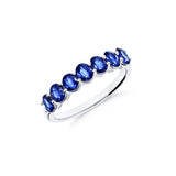Anillo Media Alianza con Zafiros Ovales en Oro Blanco | 543JSO37601961
