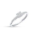 Anillo de Compromiso Solitario en Oro Blanco 18k con Brazo de Diamantes
