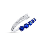 Anillo Abierto con Zafiros 1,16 cts y Diamantes en Oro Blanco
