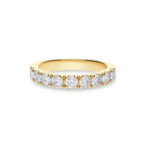 Anillo media alianza de oro amarillo con diamantes 9 en talla brillante