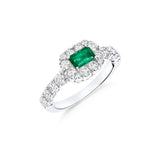 Anillo de Esmeralda 0,51 cts y Diamantes 1,19 cts en Oro Blanco