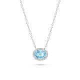 Colgante con Topacio Oval 1,60 cts y Diamantes en Oro Blanco 18K