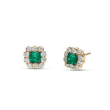 Pendientes Roseta con Esmeraldas y Diamantes de Oro Amarillo