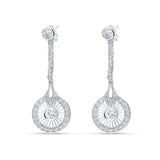Pendientes Largos Vintage con Diamantes en Platino