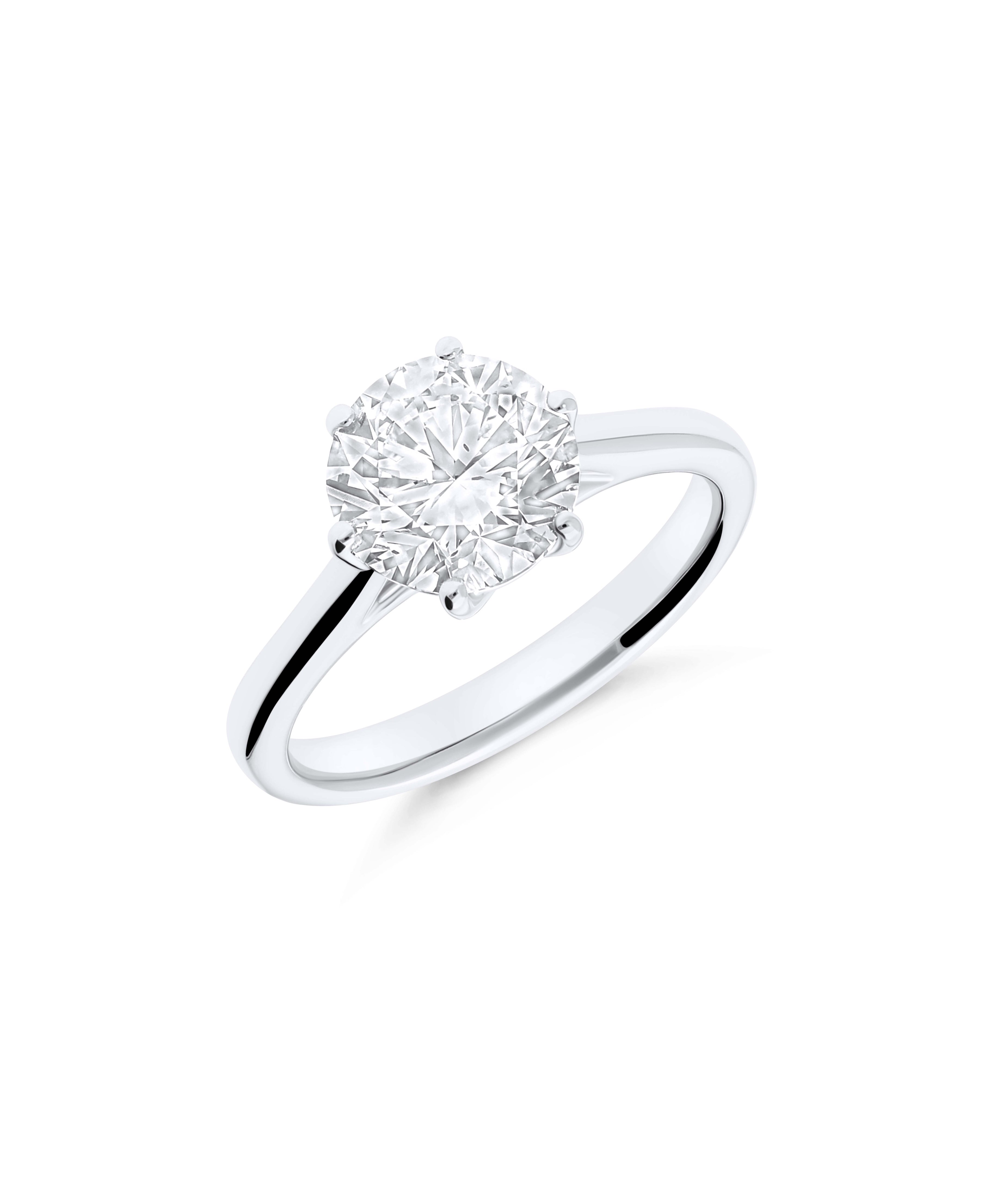 Anillo de Compromiso Solitario de Diamante 2 cts Brillante en Oro Blanco