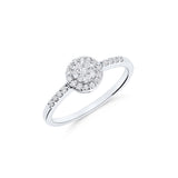 Anillo Illusion Brillante de Diamantes con Halo en Oro Blanco