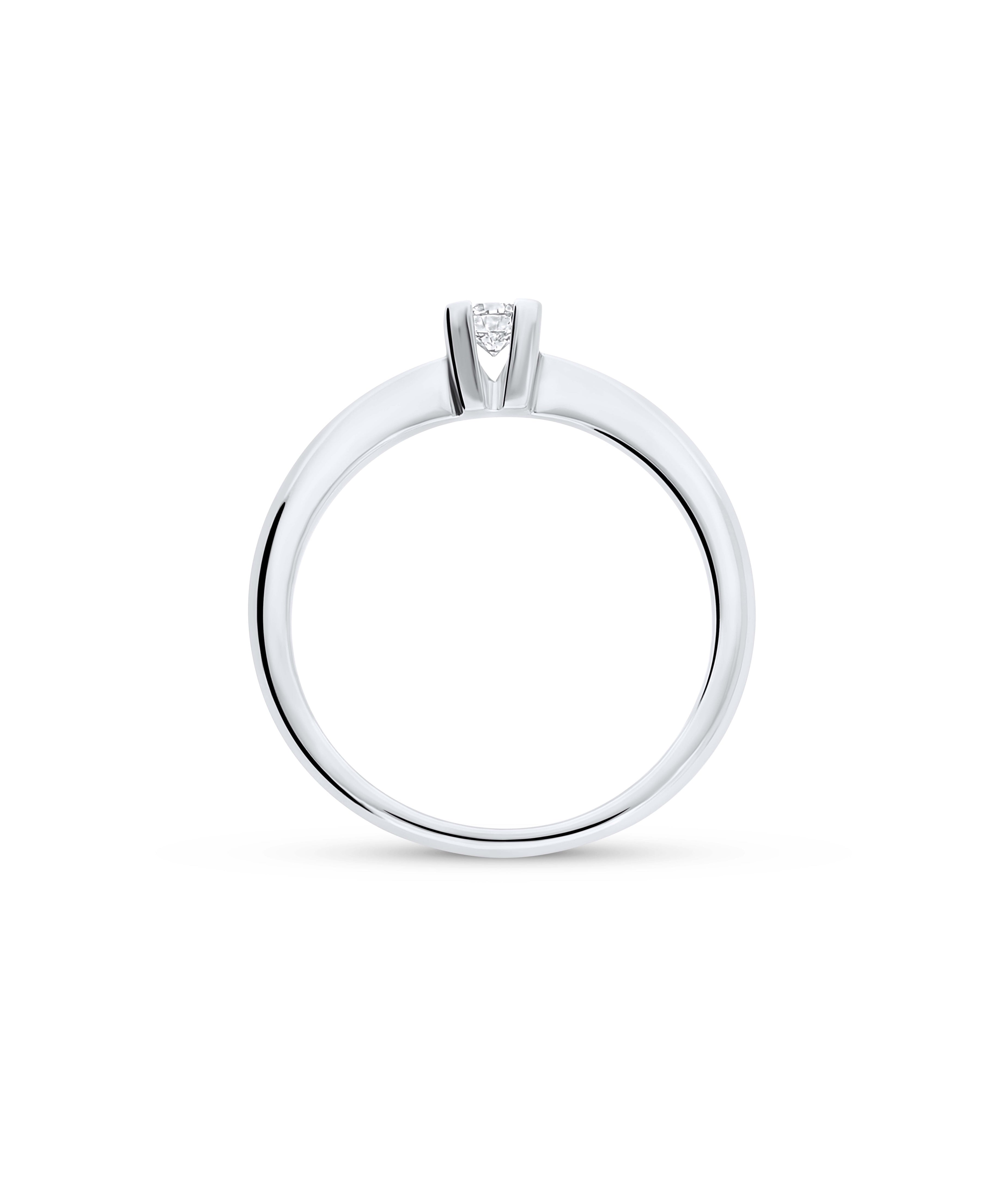Anillo Solitario con Diamante 0,15 cts Brillante en Oro Blanco