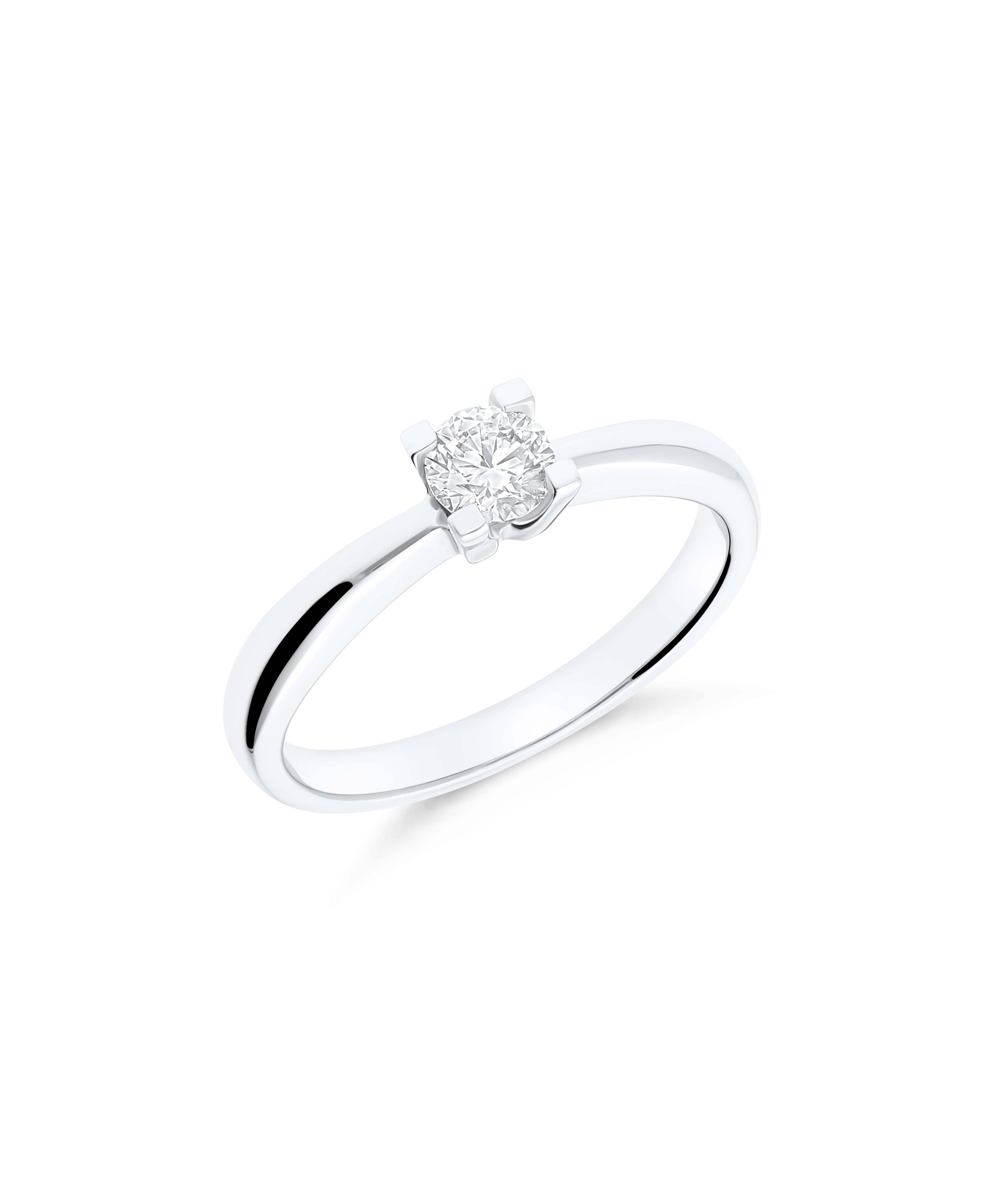 Anillo Solitario con Diamante 0,15 cts Brillante en Oro Blanco