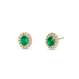Pendientes Ovales Esmeralda y Diamantes en Oro Amarillo