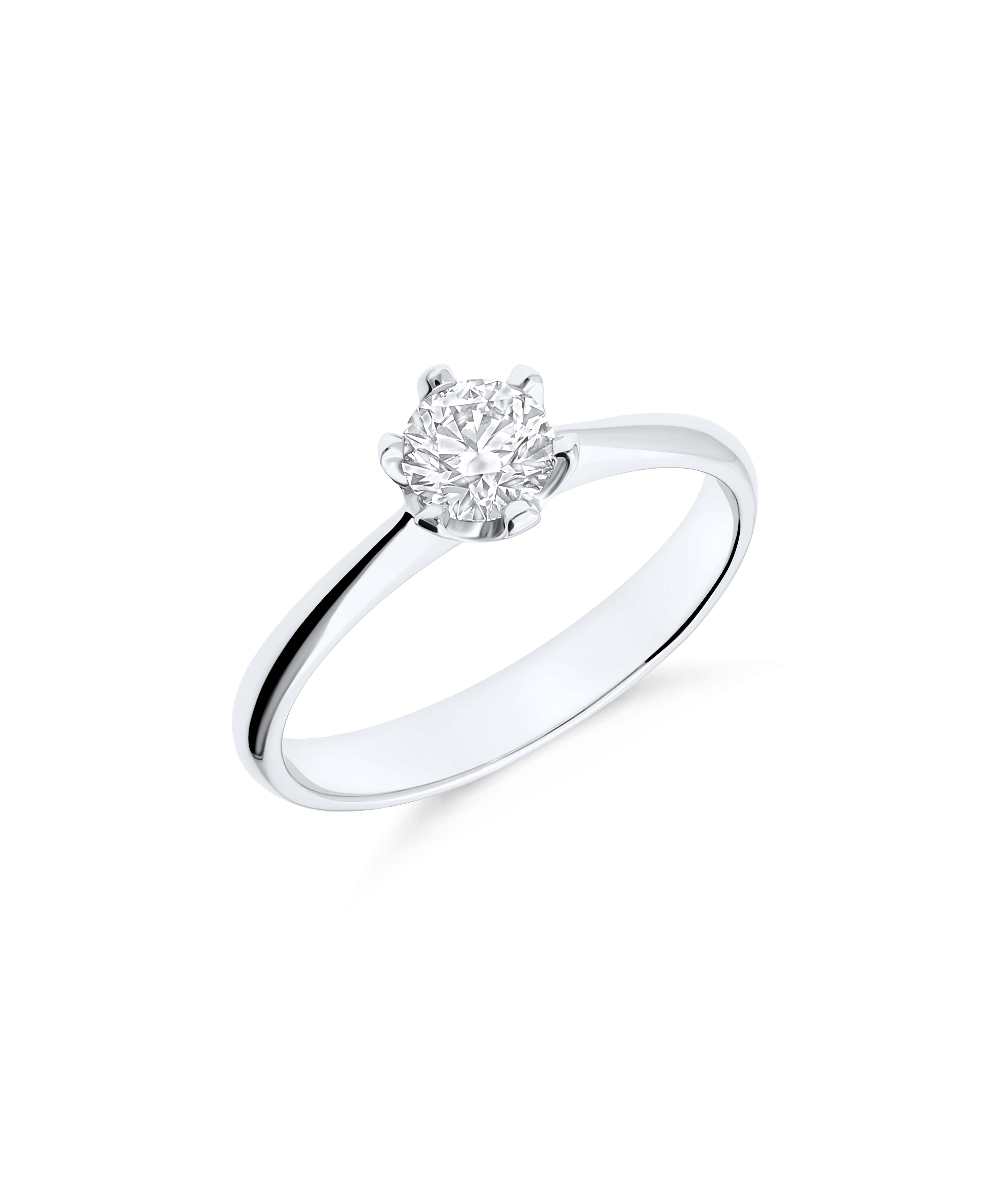 Anillo Solitario con Diamante 0.51 cts Brillante en Oro Blanco
