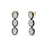 Pendientes Largos con Diamantes Talla Brillante 1,08 cts y Rodio Negro en Oro Amarillo