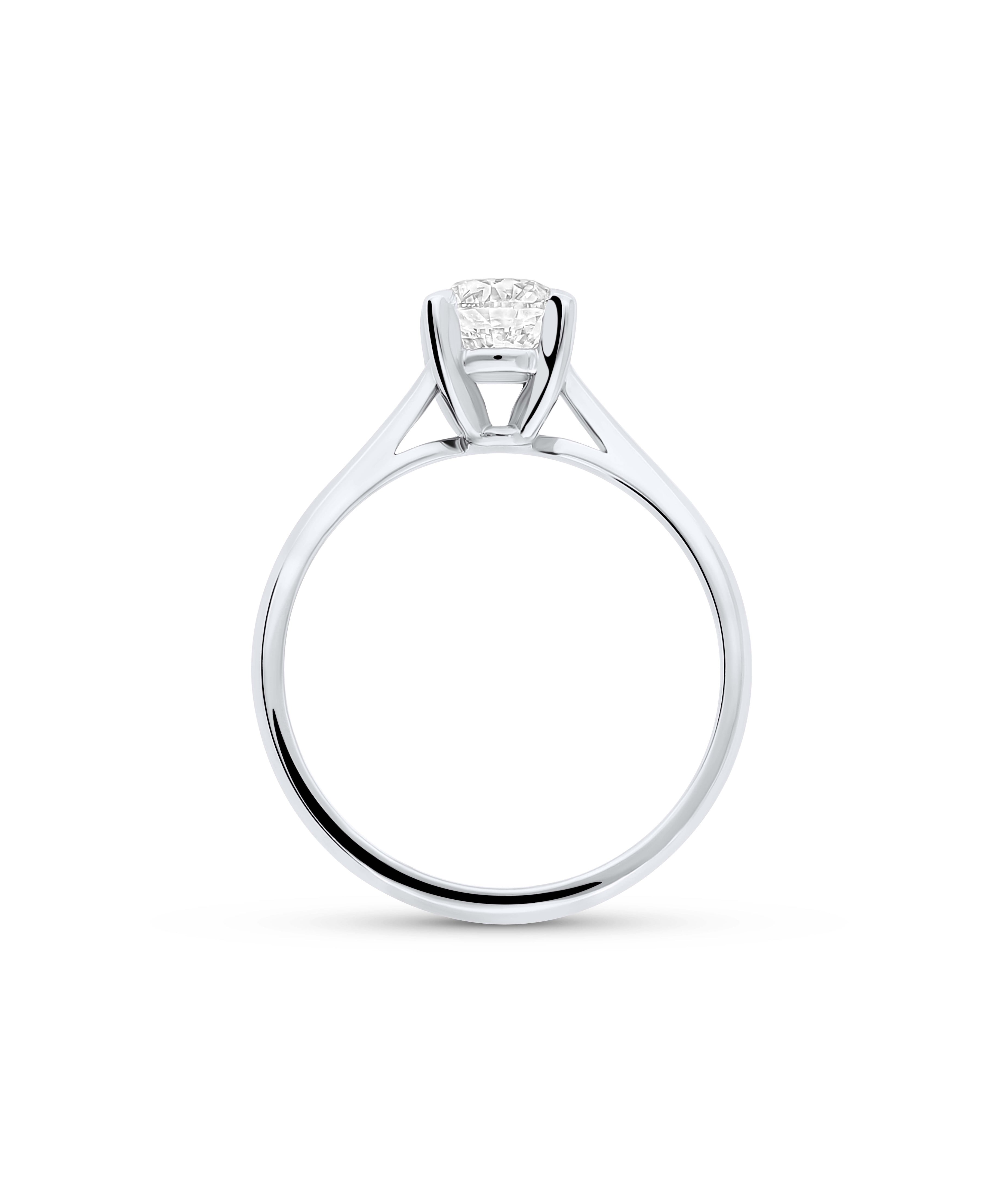 Anillo de Compromiso Solitario de Diamante 0.80 cts Brillante en Oro Blanco
