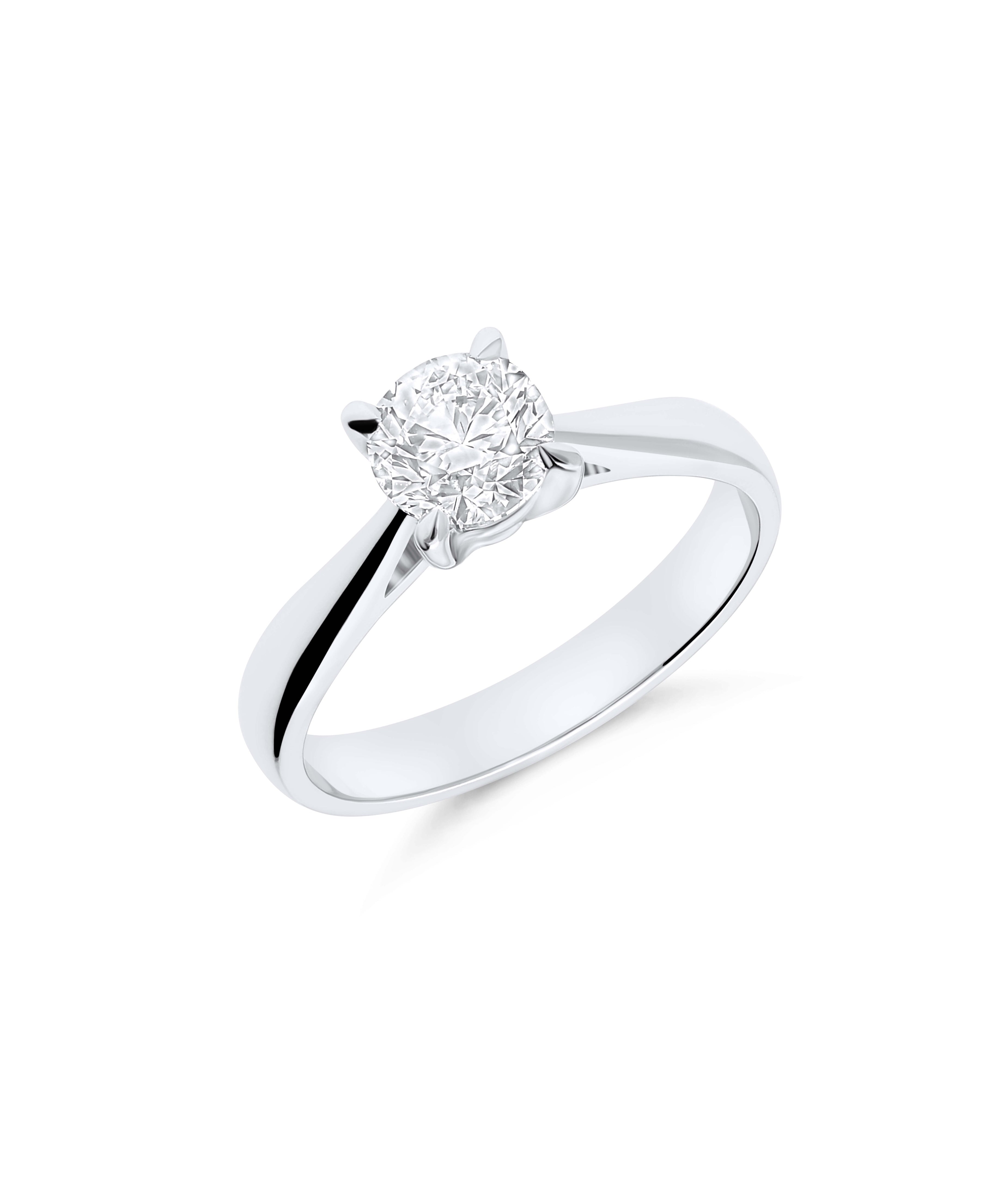 Anillo de Compromiso Solitario de Diamante 0.80 cts Brillante en Oro Blanco