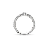 Anillo Alianza de Oro Blanco y 25 Diamantes con Diamante Central Destacado