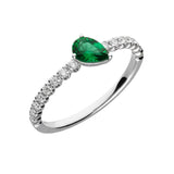 Anillo Esmeralda Talla Pera y Diamantes