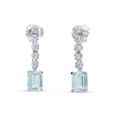 Pendientes de Colgar con Aguamarina Talla Pera 2,86 cts y Diamantes en Oro Blanco 18K