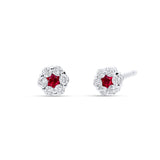 Pendientes de Botón con Rubíes y Diamantes en Oro Blanco | 765JET1007R
