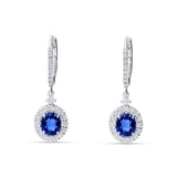 Pendientes Colgantes Roseta de Zafiros 1,10 cts y Diamantes en Oro Blanco