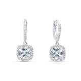 Pendientes con Aguamarinas 2.14 cts y Halo de Diamantes en Oro Blanco