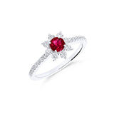 Anillo con Rubí Talla Brillante y Diamantes 0,50 cts en Oro Blanco | 765JSO116843