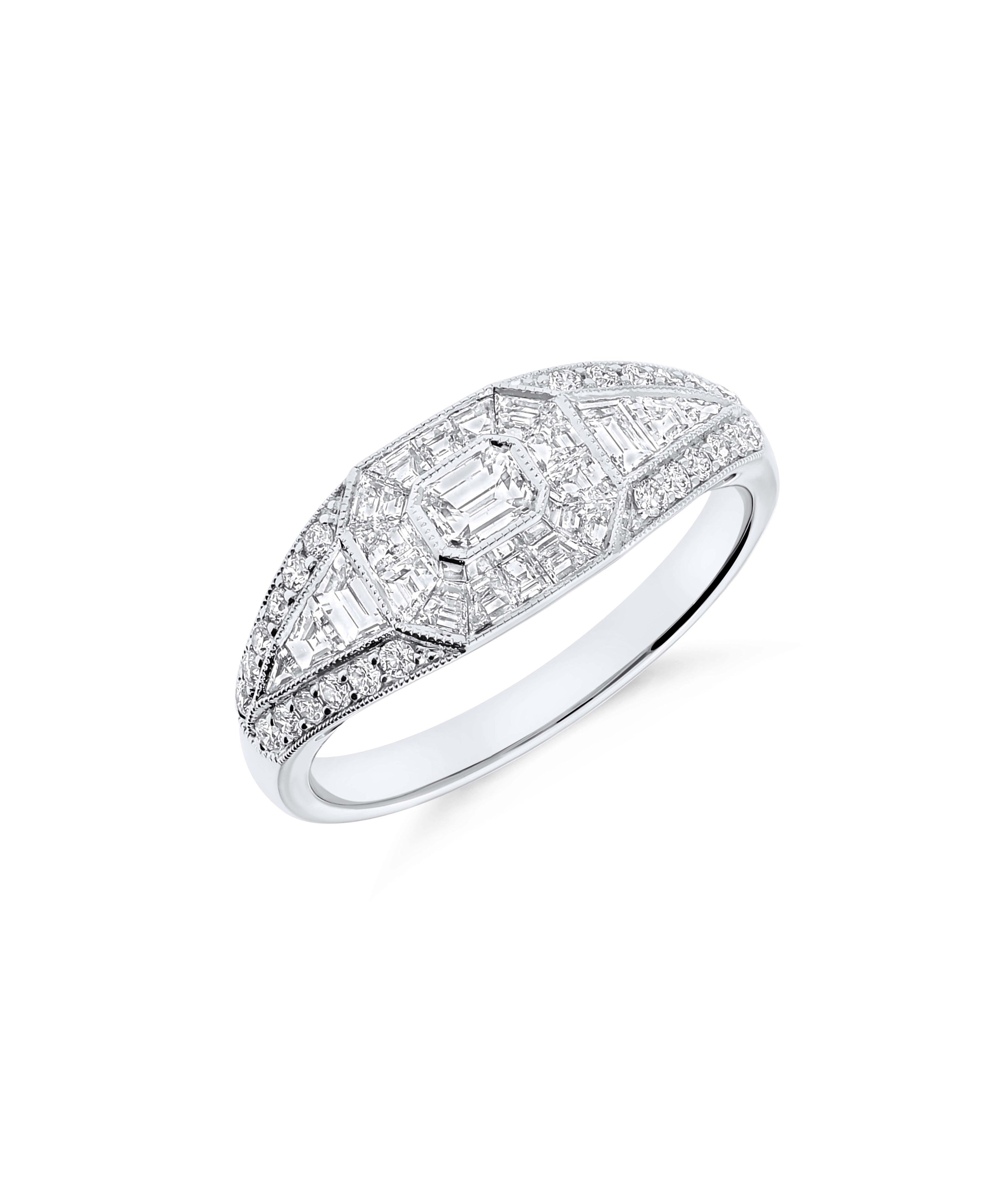 Anillo Vintage Art Déco con Diamantes 1,17 cts en Oro Blanco