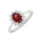 Anillo Roseta de Rubí 1,07 cts y Diamantes en Oro Blanco - Talla 13