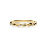 Anillo Fino Trenzado Oro Amarillo y Diamantes