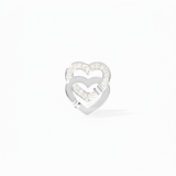Pendiente Individual Doble Corazón Pequeño Oro Blanco