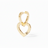 Pendiente Individual Aro Doble Corazón Oro Amarillo