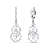 Pendientes Largos de Círculos y Rosetas con Diamantes 1,86 cts en Oro Blanco