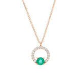 Collar Circular de Diamantes y Esmeralda en Oro Amarillo