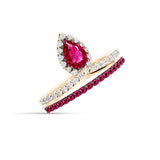 Anillo Cruzado con Rubí Talla Pera y Diamantes en Oro Rosa | 881J27613239R
