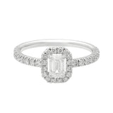 Anillo Talla Esmeralda Con Halo de Diamantes 0,93 cts