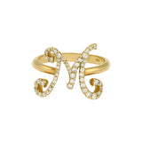 Anillo Letra M Oro Amarillo y Diamantes
