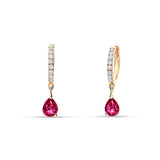 Pendientes de Aro con Rubí Talla Pera y Diamantes en Oro Amarillo | 881J31814957