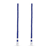 Pendientes Largos con Zafiros 2,93 cts y Diamantes en Oro Blanco