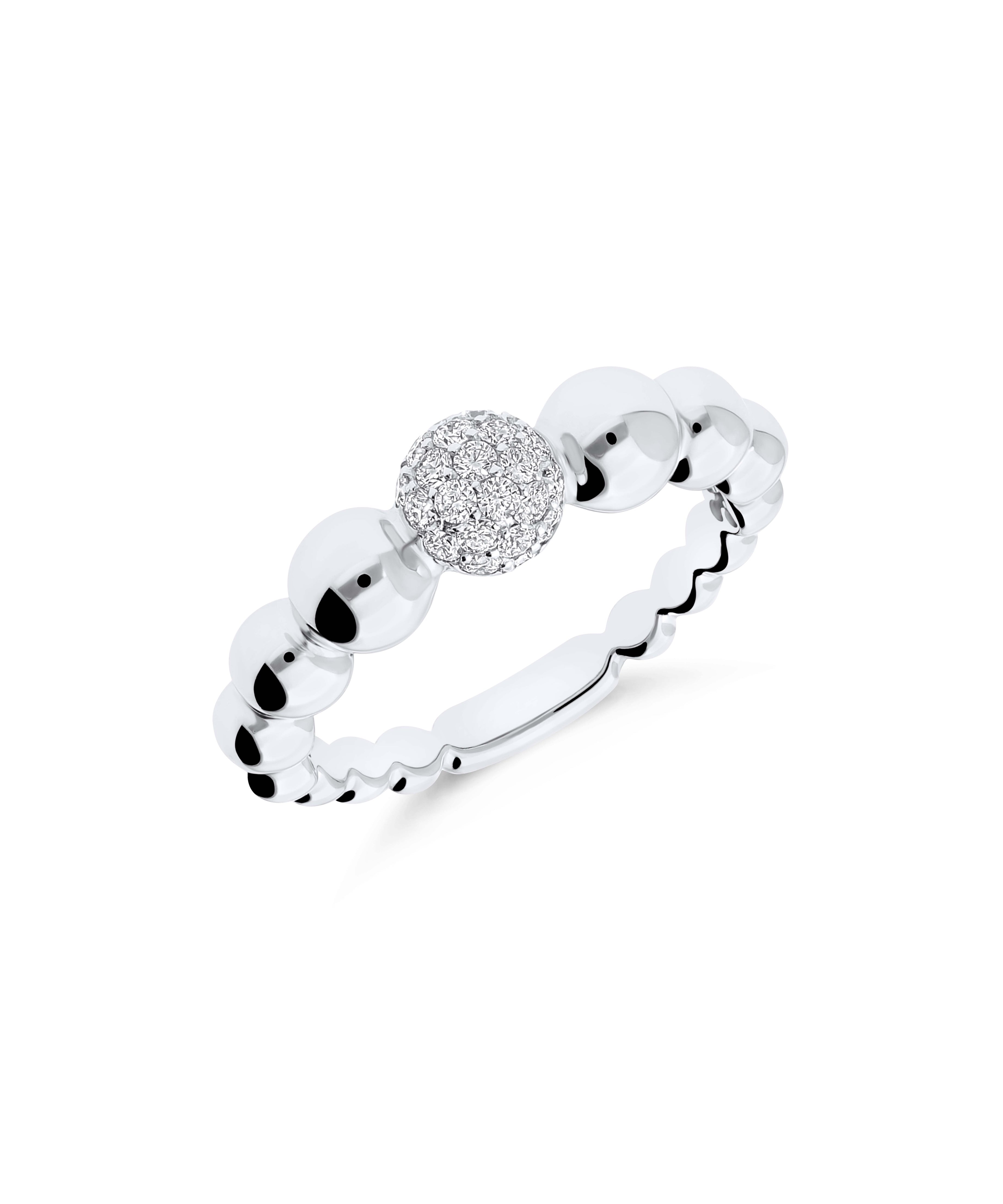Anillo Bubble con Pavé de Diamantes en Oro Blanco