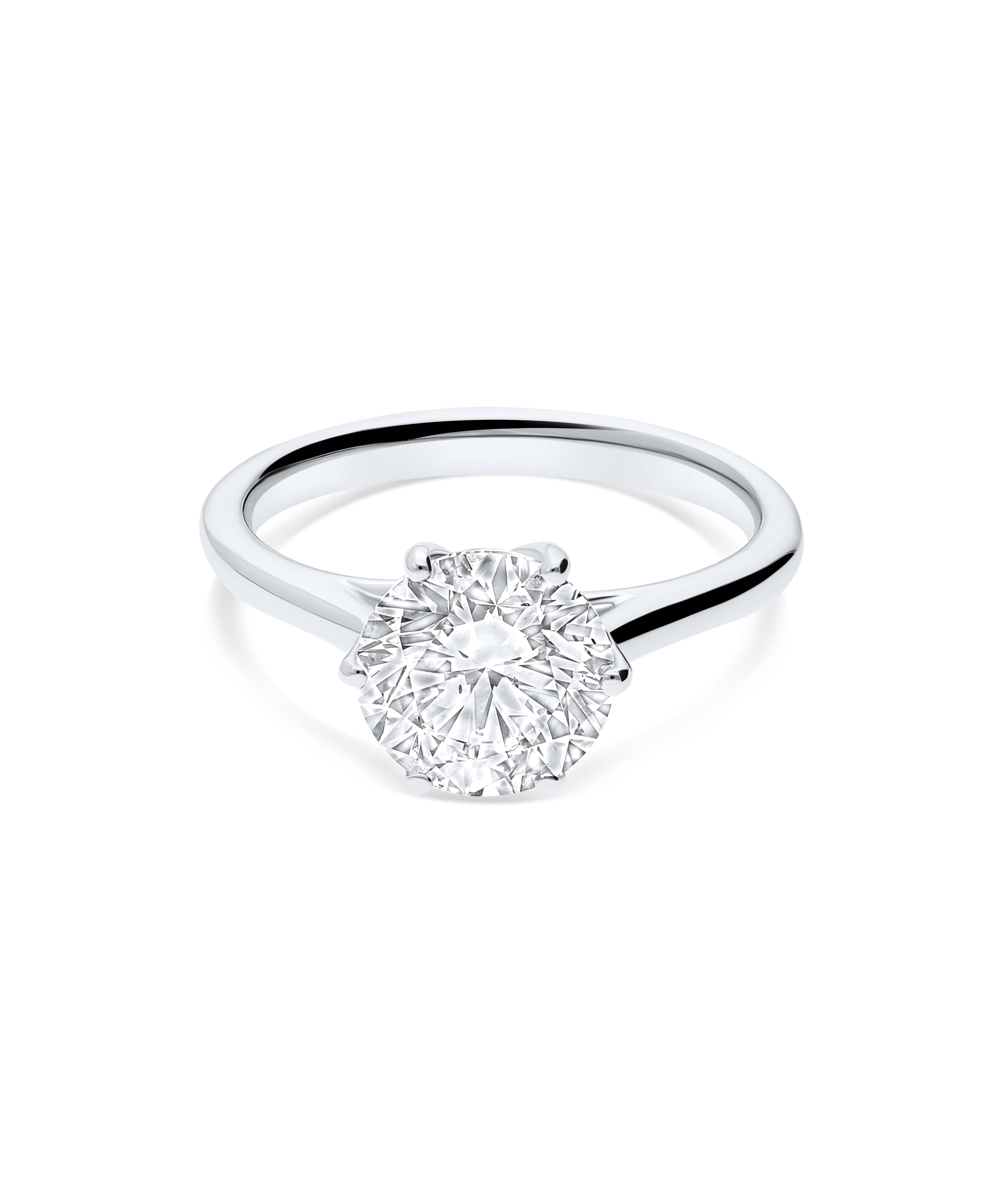 Anillo de Compromiso Solitario de Diamante 2 cts Brillante en Oro Blanco