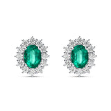 Pendientes Roseta de Esmeraldas 2,61 cts y Diamantes en Oro Blanco