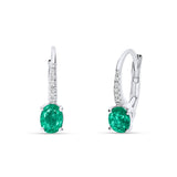 Pendientes de Oro Blanco con Esmeralda y Diamantes