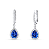 Pendientes Colgantes con Zafiros Talla Pera 2,50 cts y Diamantes en Oro Blanco