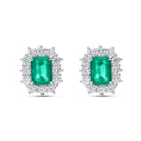 Pendientes Roseta de Esmeraldas 3,06 cts y Diamantes en Oro Blanco