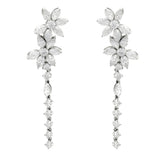 Pendientes largos de Diamantes con diseño floral