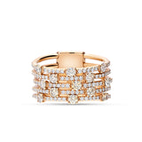 Anillo Ancho con Diamantes Blancos y Brown 1,22 cts en Oro Rosa