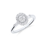 Anillo Illusion Oval de Diamantes con Halo en Oro Blanco