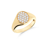 Anillo Pinky Sello Oval con Diamantes en Oro Amarillo