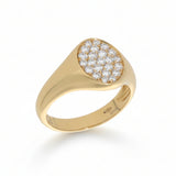 Anillo Sello Oval de Diamantes en Oro Amarillo