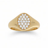 Anillo Sello Oval de Diamantes en Oro Amarillo