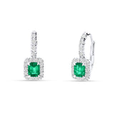 Pendientes con Esmeralda 0,76 ct y Diamantes en Oro Blanco